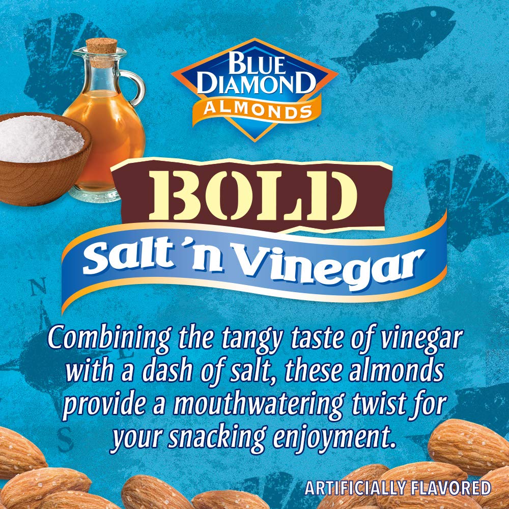 Blue Diamond Almonds Bold Variety Pack - Salt N' Vinegar, Habanero Bbq, And Wasabi & Soy Sauce Flavored Snack Nuts, 16 Oz Resealable Bags (Pack Of 3)