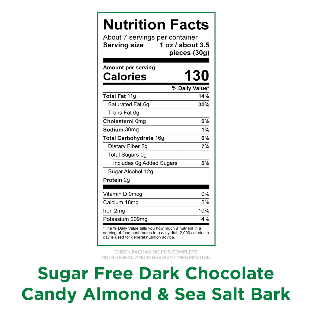 RUSSELL STOVER Sugarfree Dark Chocolate Almond & Sea Salt Bark, 7.5 oz bag, 5 Pack