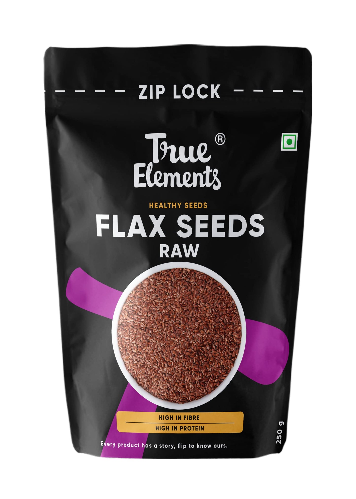 True Elements Flax Seeds 250g - Alsi Seeds | Flax Seeds for Hair Growth | Raw Seeds for Eating | Source of Iron & Dietary Fibre 