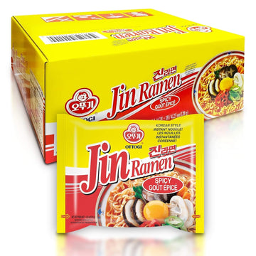 Ottogi Jin Ramen Spicy Flavor, 4.23 Oz (Pack Of 18) - Authentic Korean Instant Noodles, Rich And Savory Broth, Quick And Easy Meal