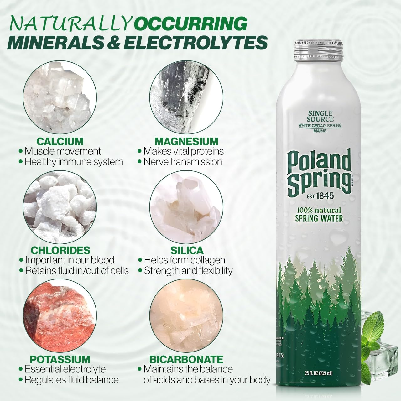 Poland Spring Brand 100% Natural Spring Water, 23 fl oz. 100% recyclable Aluminium Bottles by MIALO Trusted Trader (6 pack)