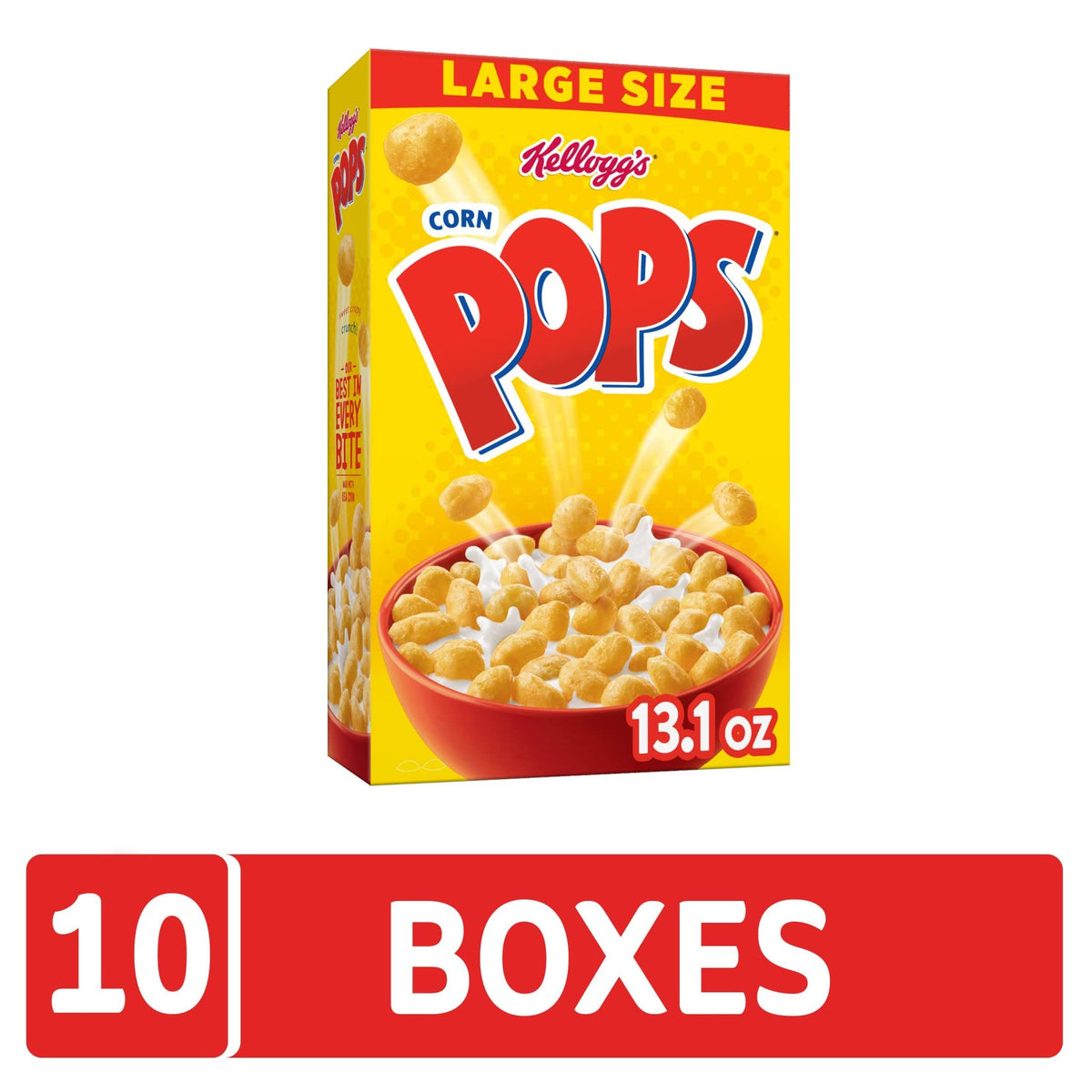Kellogg s Corn Pops Cold Breakfast Cereal, 8 Vitamins and Minerals, Kids Snacks, Large Size, Original, 8.1lb Case (10 Boxes)