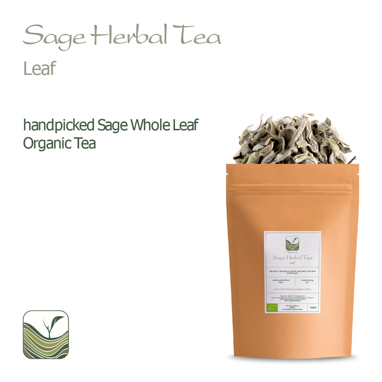 Valley of Tea Organic Sage Leaves - Dried Culinary Herb - 1.76 Ounce
