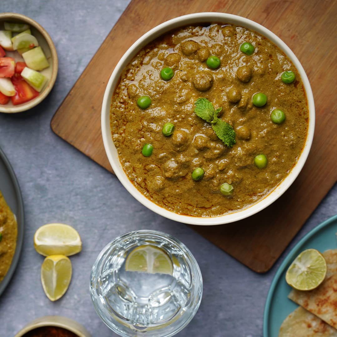 Ashoka Ready To Heat Vegan Curries 1932, Fenugreek Leaves & Green Peas, All-Natural Curry, Shahi Methi Matar, Kosher Certified, Camping Friendly Indian Food, Gluten-Free, No Preservatives, Pack Of 1