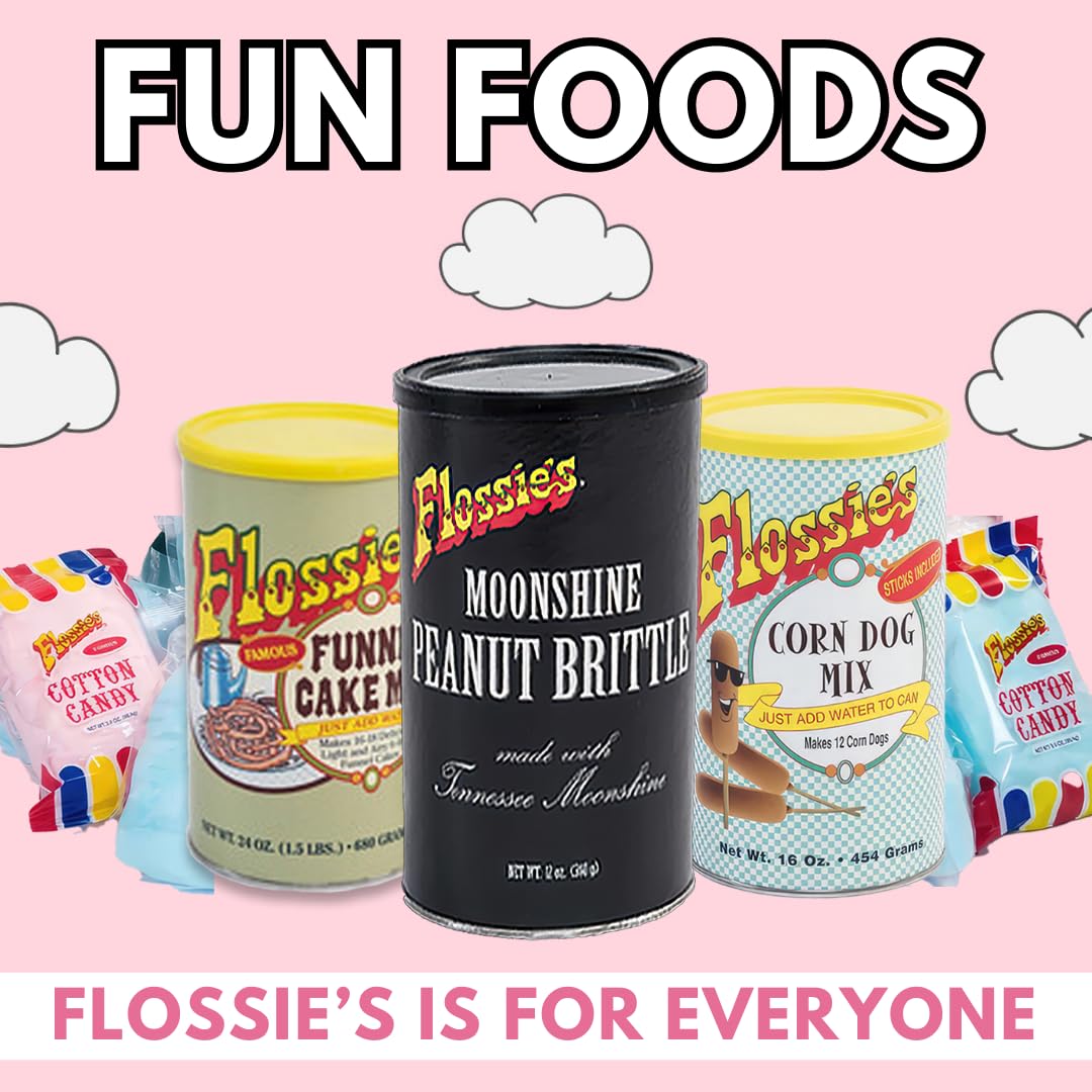 Flossies Famous Cotton Candy Blue and Pink Party Flavors, 2.4oz Bag (6-Pack)