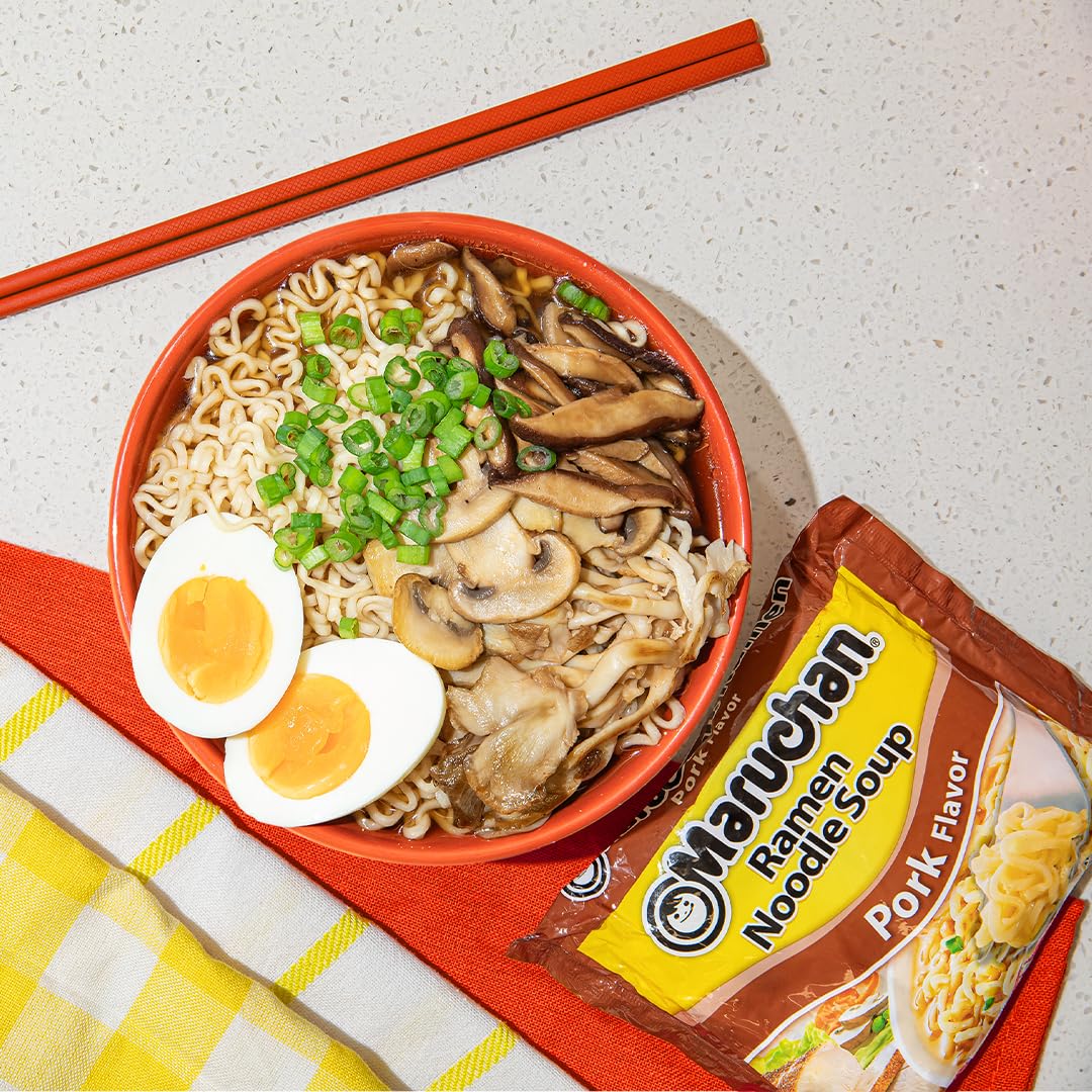 Maruchan Instant Ramen Noodles, Pork Flavor, 3 Ounce (Pack of 24) Ready to Eat Meals