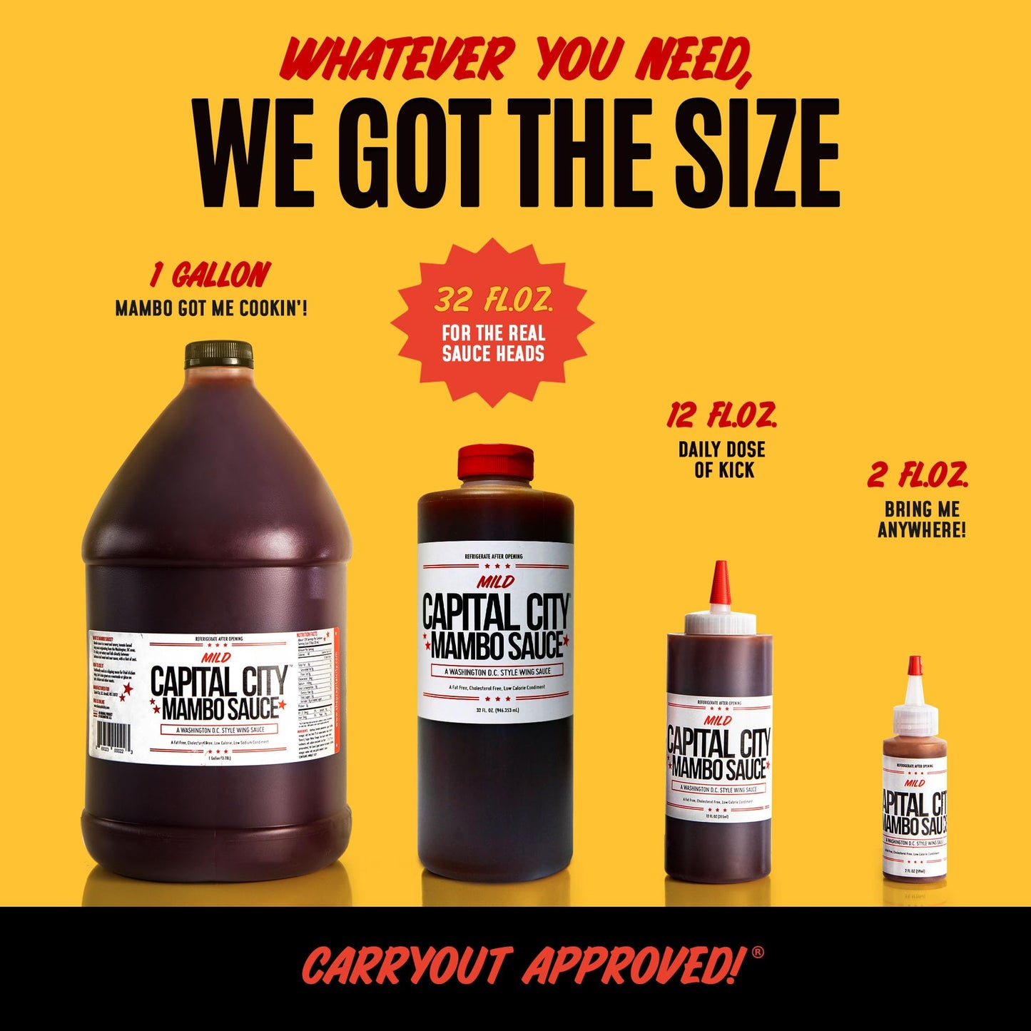 Capital City Mambo Sauce Mild, Washington Dc Wing Sauces, Perfect Condiment For Wings Chicken Pork Beef Seafood Burgers Rice Or