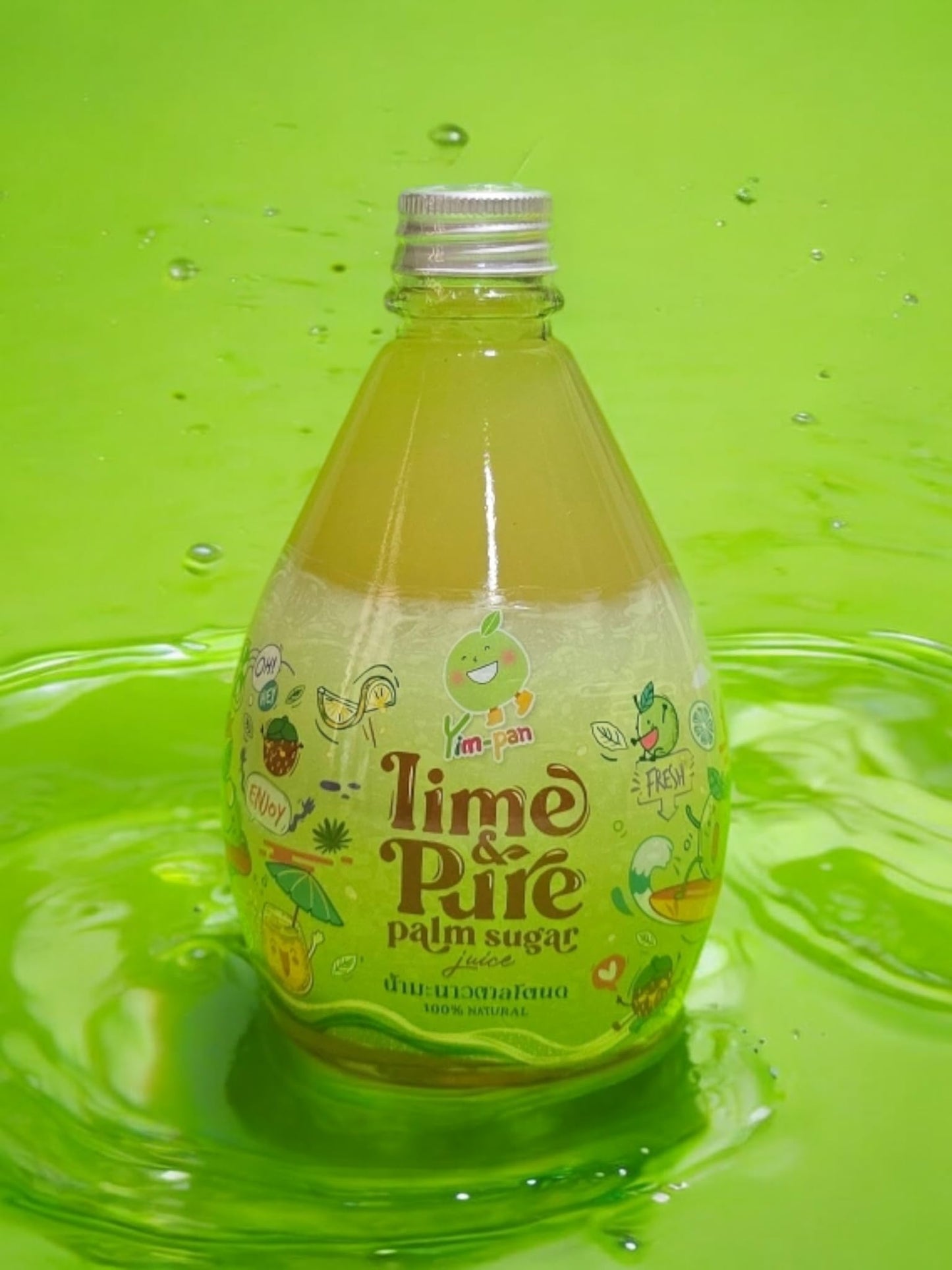 Lime & Pure Palm Sugar Juice, 100% Natural Thai Beverage, Refreshing Citrus Blend