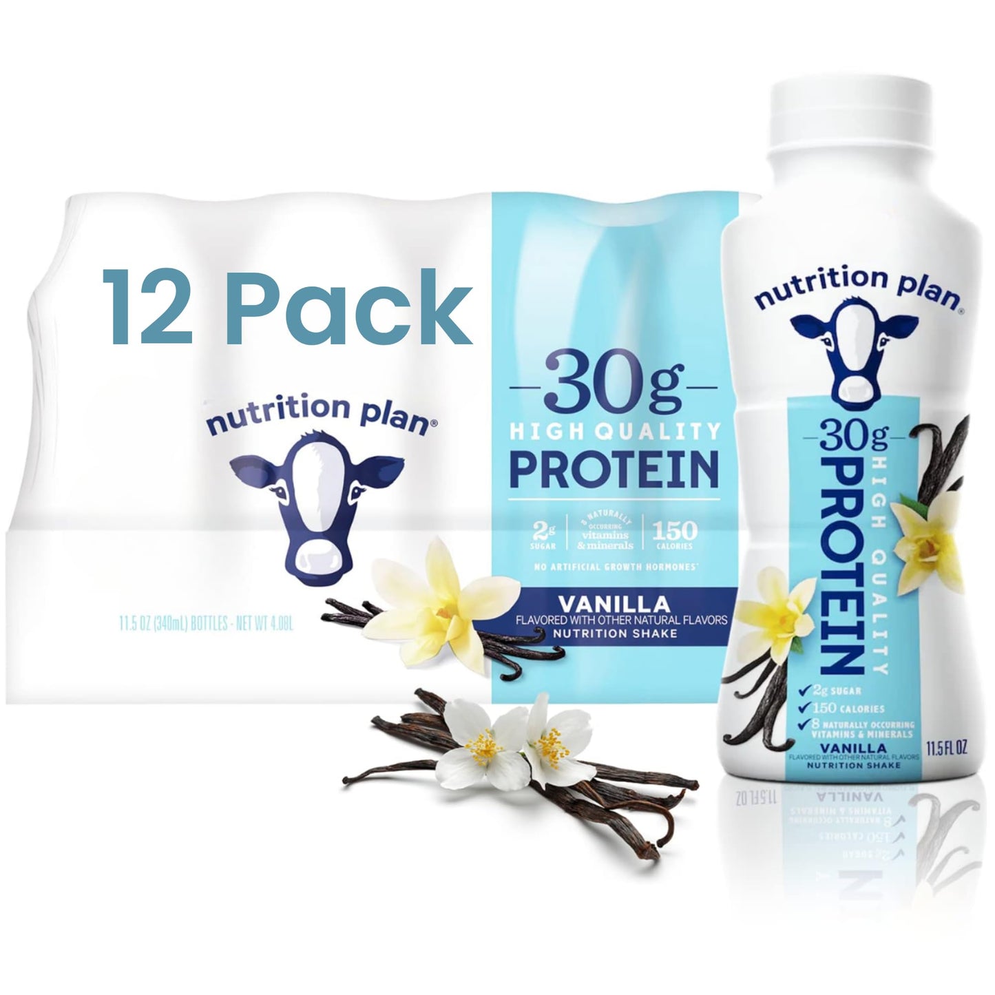 DARMEL Protein Shakes Vanilla - Lactose Free, Gluten Free, Low-Sugar - 11.5 Fl Oz (Pack of 12)