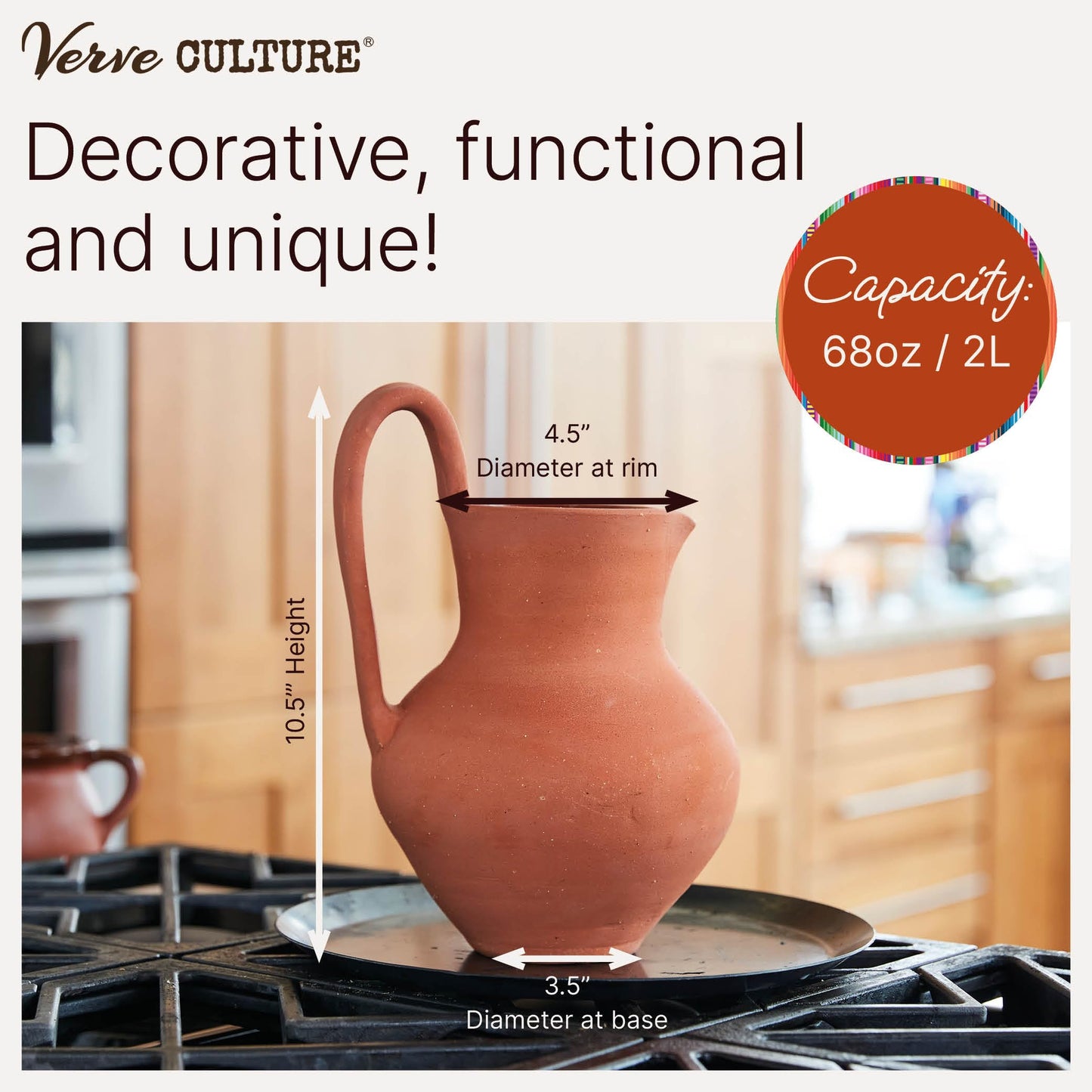 Handcrafted Mexican Hot Chocolate Jug by Verve CULTURE, Clay Chocolatera, Gifts for Friends and Family, Kitchen Gifts, Handwash