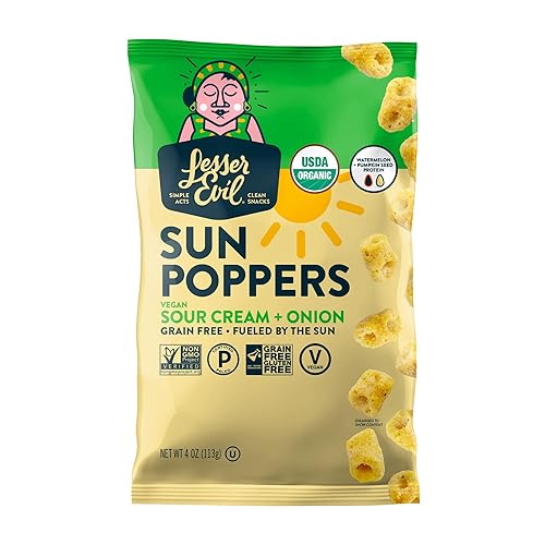 Lesserevil Sour Cream And Onion Sun Poppers 4 Oz