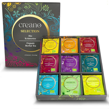 Creano Organic Herbal Tea Gift Set Grey - 45 Organic Tea Bags In 9 Different Varieties - 90 G