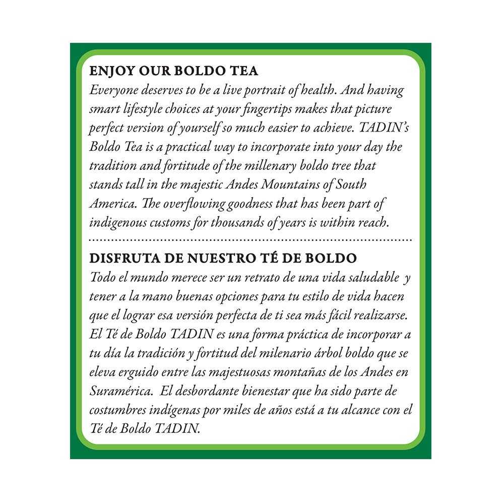 Tadin Boldo Herbal Tea - 24 Teabags, Natural Herbal Blend, Caffeine-Free, 24 Count (Pack of 1)