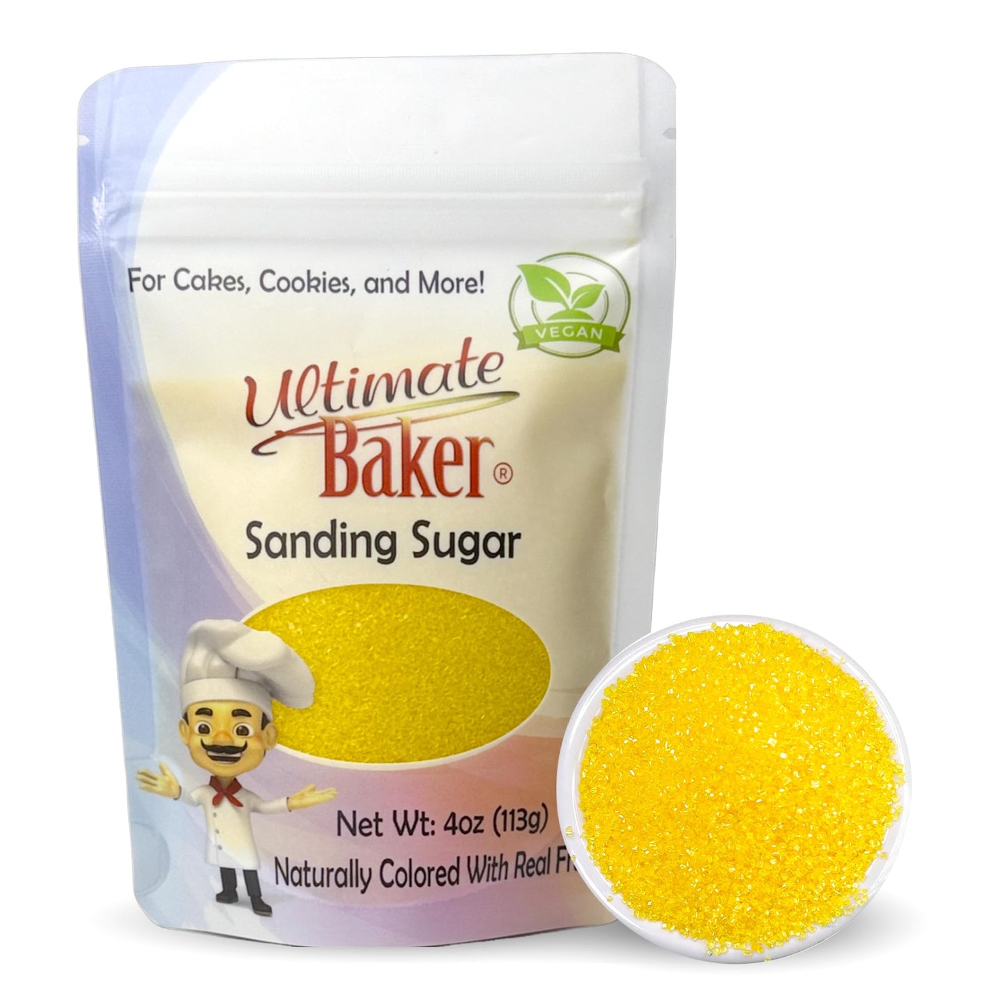 Ultimate Baker Sanding Sugar, Yellow, Medium Crystal, 4oz