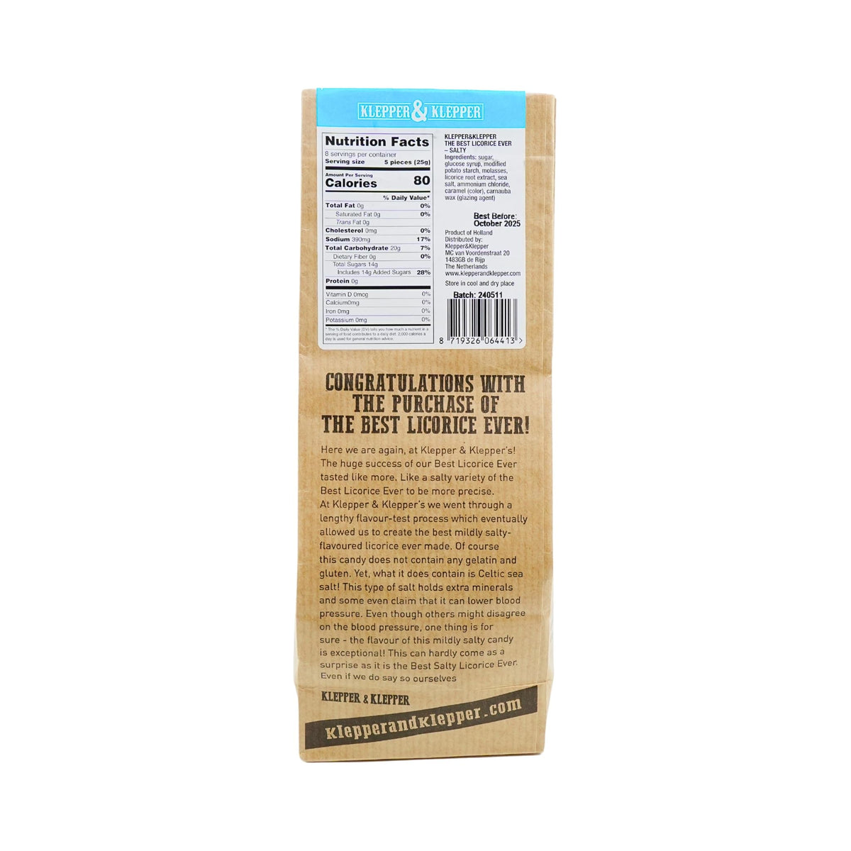 Klepper & Klepper Salty Licorice 7.05 Ounce Bag (Pack Of 3)