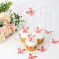 YOcity 48PCS Wafer Paper Butterfly Cake Toppers, Red Edible Butterflies for Cake Decorations, Cupcake Toppers, Rice Paper