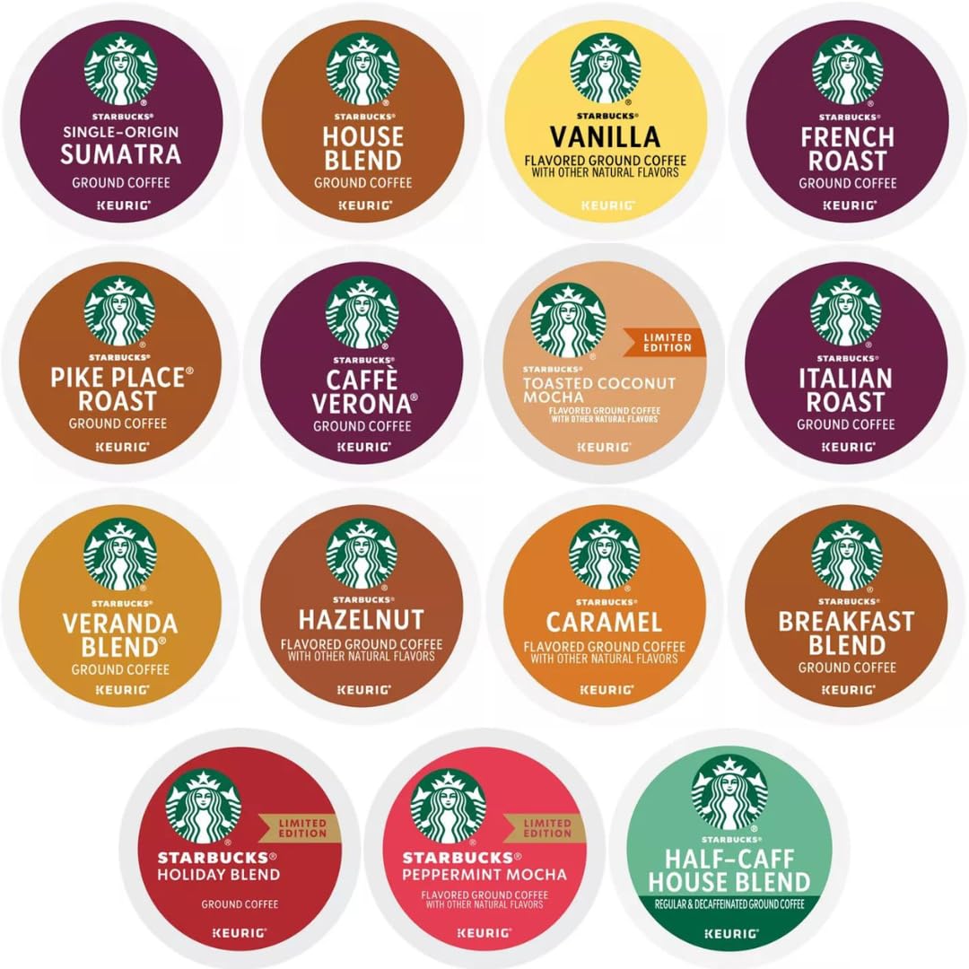 KUPIX Starbucks Variety Pack K-Cup Coffee Pods, 30 Count, 15 Unique Flavors for Keurig malt-inspired