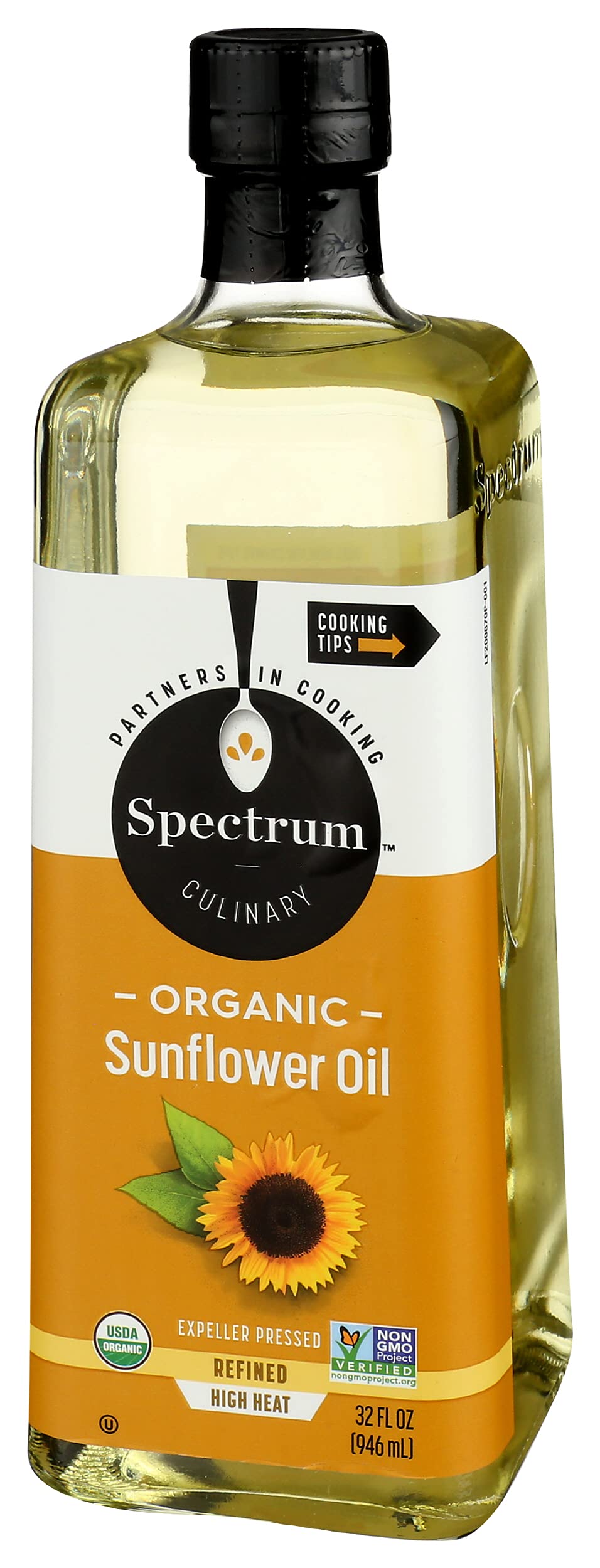 Spectrum Naturals Organic Hi Heat Sunflower Oil, 32 Ounce
