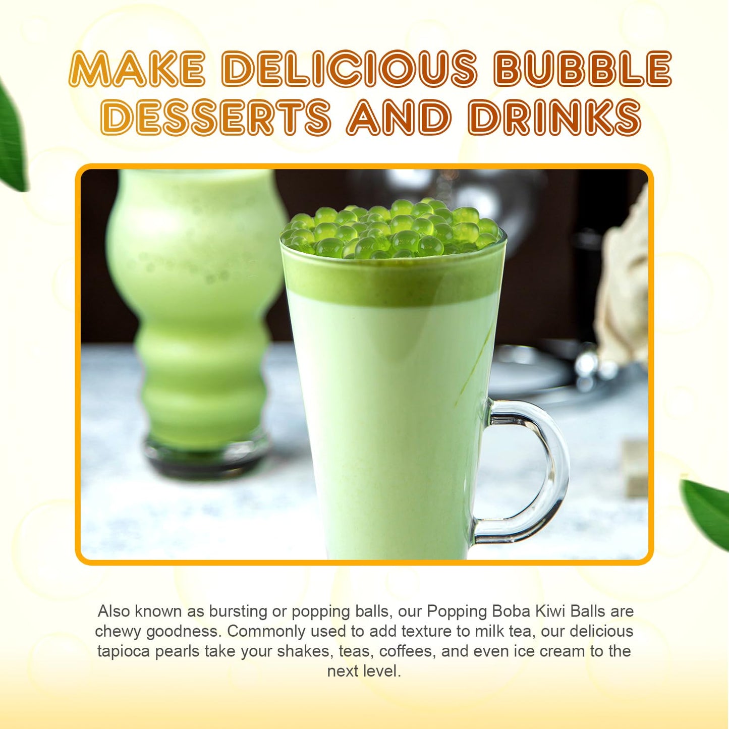 Fanale Popping Boba Pearls for Bubble Tea - Kiwi Flavor - 7 lb Bursting Boba for Shakes, Desserts, Smoothies
