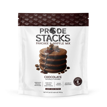 Pride Stacks Pancake & Waffle Mix - Organic Rice & Sweet Potato Blend  Chocolate