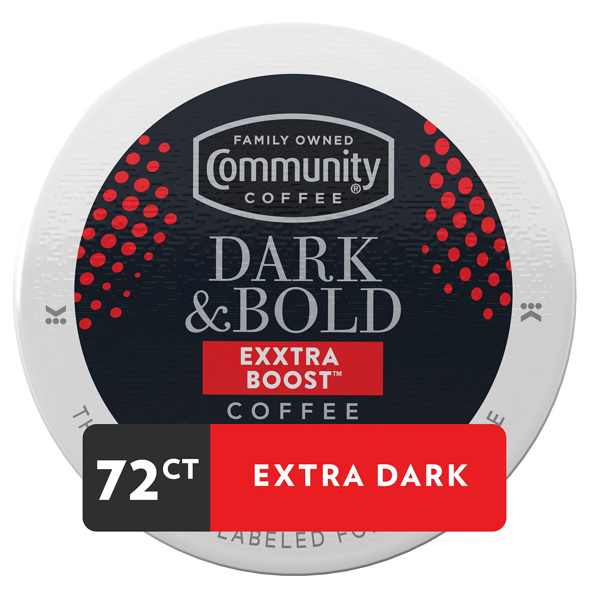 Community Coffee Dark & Bold Extra Boost Coffee Pods, Compatible with Keurig 2.0, 72 Count, 12 Count (Pack of 6)