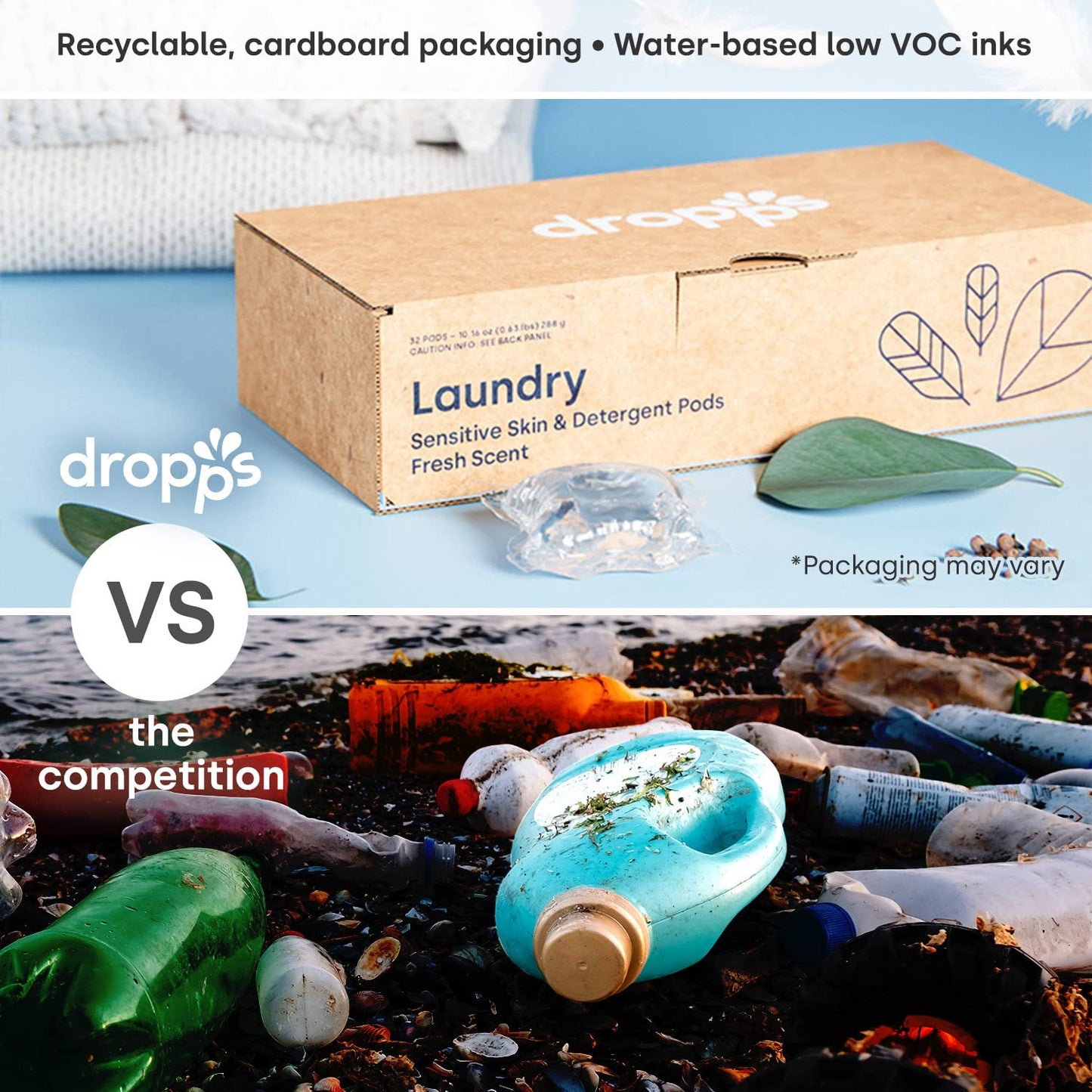 Dropps Sensitive Skin Laundry Detergent Pods: Fresh Air  160 Count  He Compatible + All Washers  Cold Wash + All Temperatures  L