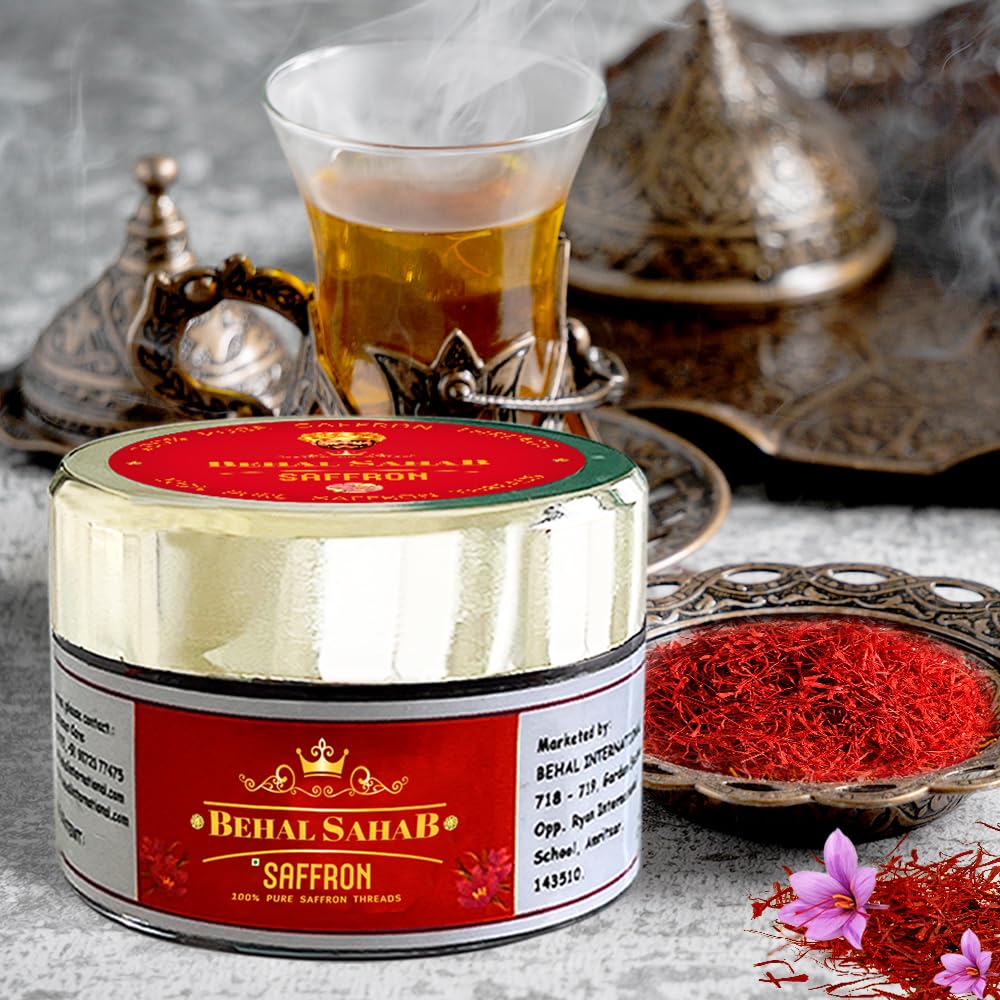 Behal Sahab Pure Saffron, Handpicked Kashmiri Kesar, Natural & Aromatic, 5 GM