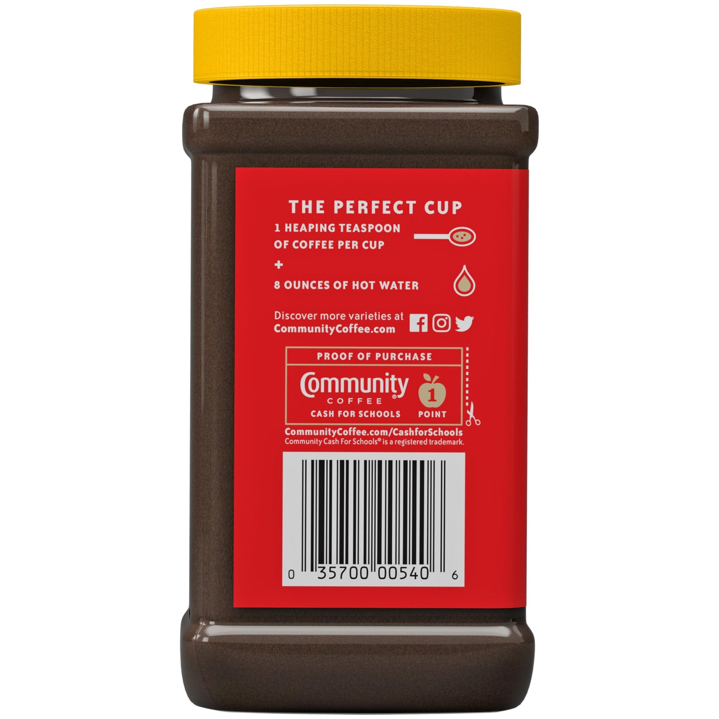 Community Coffee Coffee And Chicory Instant Coffee, Medium Dark Roast, 7 Oz Jar (Pack Of 12)