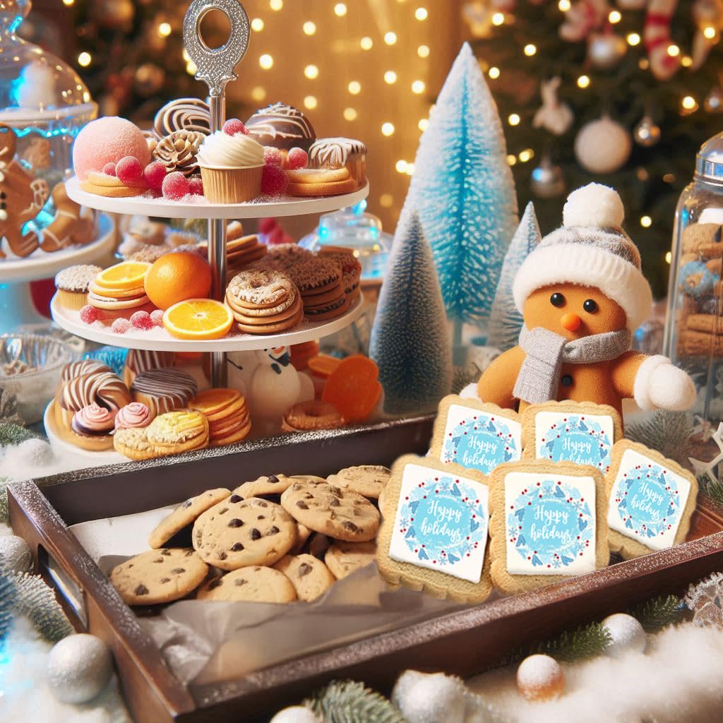 Happy Holidays Gift Basket Cookies Chocolate Chip Cookie Fudge Filled For Men Women Kids | INDIVIDUALLY WRAPPED | Large Cookies