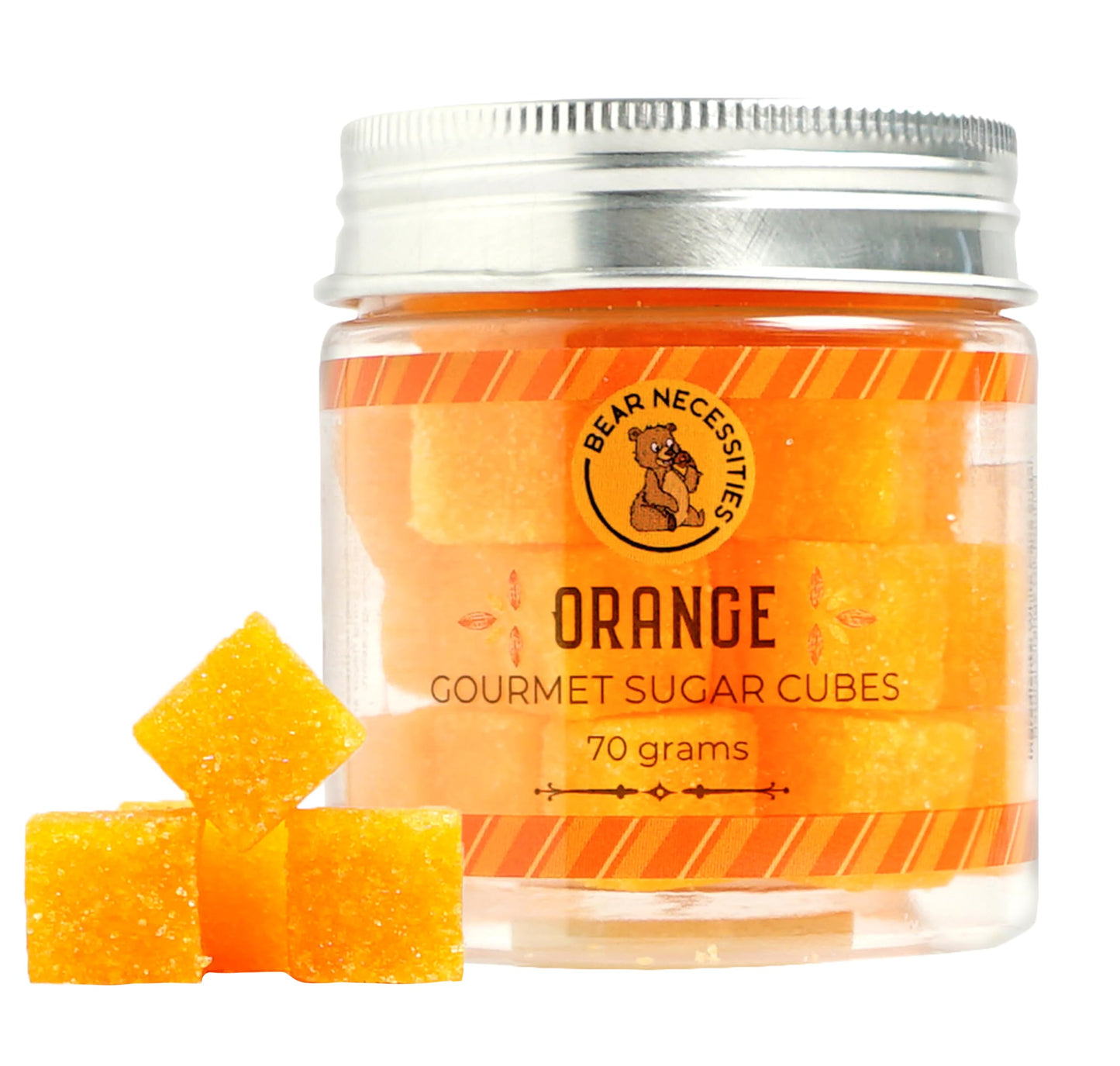 Bear Necessities Gourmet Orange Infused Sugar Cubes – Handcrafted W/Pure Cane Sugar – Perfect For Coffee, Tea, Cocktails, Old Fashioned & Sparkling Water – Hostess Gift & Bar Accessory - 35 Cubes