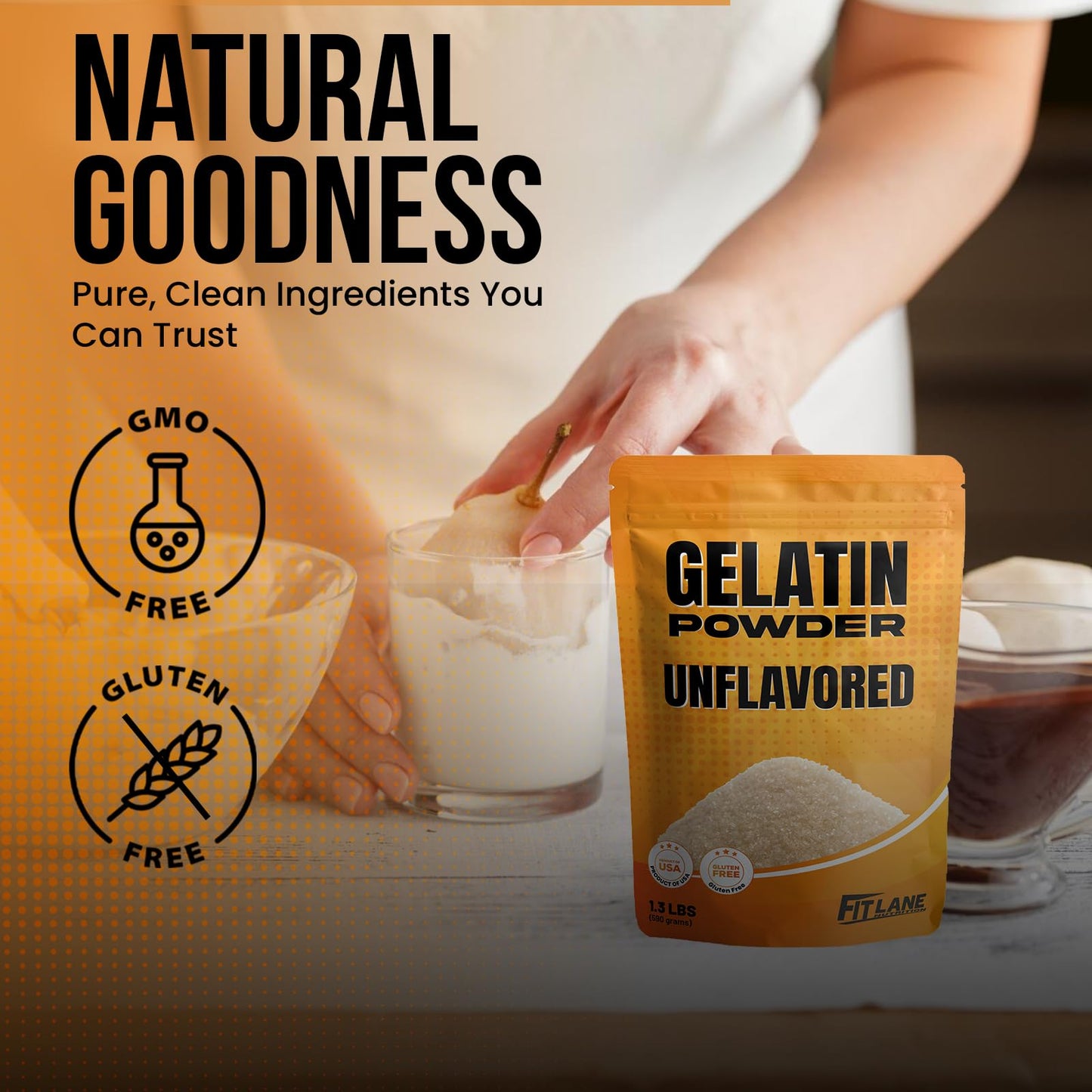 Gelatin Powder Unflavored 6 oz - Bulk Bag - Gelatina Sin Sabor en Polvo - Product of USA - Perfect for Desserts  Baking & Cooking - Supports Hair  Skin & Nails