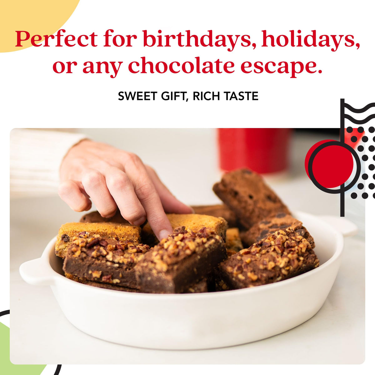 DAVIDS COOKIES Brownies Sweet Sampler Tin – 6 Rich Fudgy Slices, Individually Wrapped Gourmet   for Birthdays and All Occasions