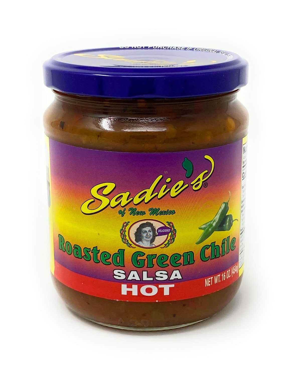 Sadies of New Mexico Roasted Green Chile Hot Salsa 16oz QTY 2