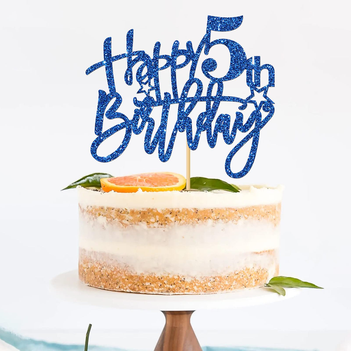 Roadsea Happy 5Th Birthday Cake Topper - Kid Girl Boy Five Years Old Birthday Cake Supplies - 5Th Birthday Party Decorations - B