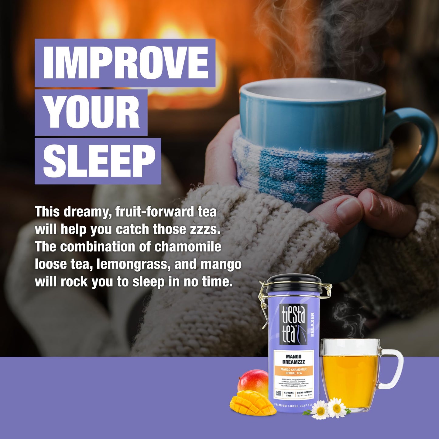 Tiesta Tea Mango Dreamzzz Herbal Tea - Non-Caffeinated, Loose Leaf, 3 Oz Tin, Brews up to 50 Cups