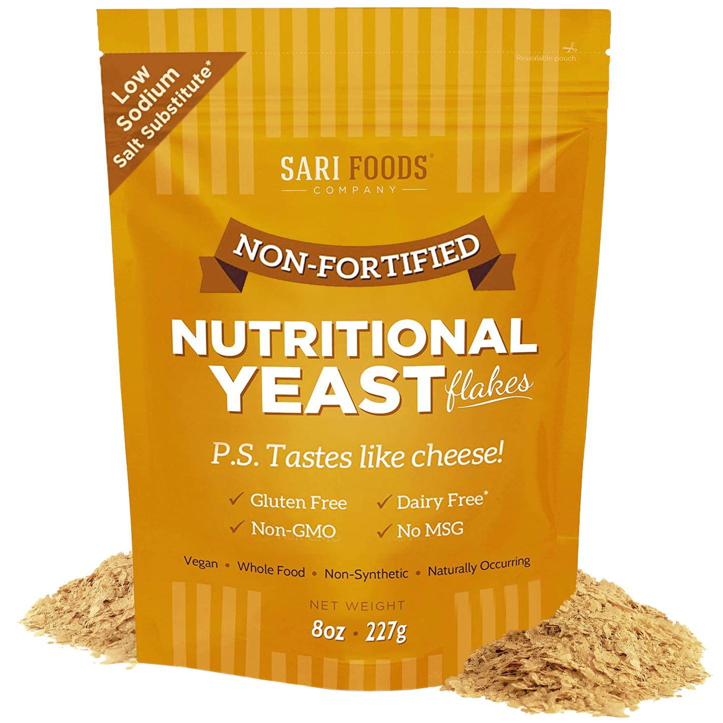 Sari Foods NonFortified Nutritional Yeast Flakes  24oz or 8oz  Superfood, Rich in Protein. Gluten Free & Dairy Free Vegan Che