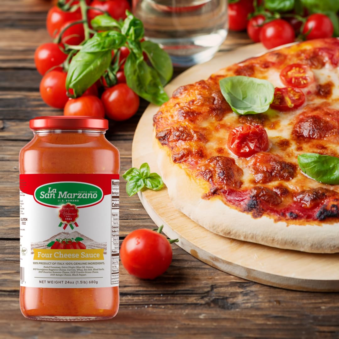 La San Marzano Four Cheese Pasta Sauce, All Natural, Non-GMO, Gluten Free, 24 oz (Pack of 3)