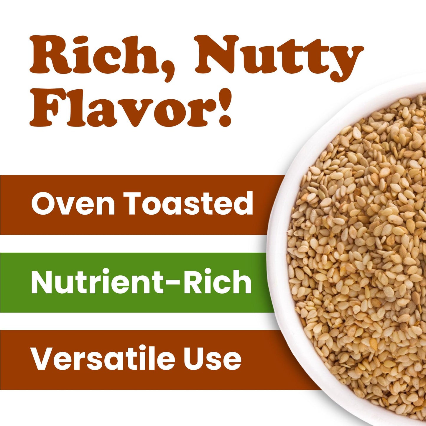 Food to Live Toasted Hulled Sesame Seeds, Oven Roasted, Unsalted, 1 Pound