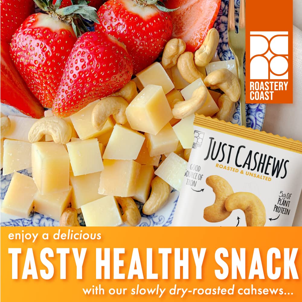Roastery Coast - Just Cashews Unsalted | Individually wrapped snack (1 Oz each) | Whole Unsalted Cashews | Non-GMO, Gluten Free,