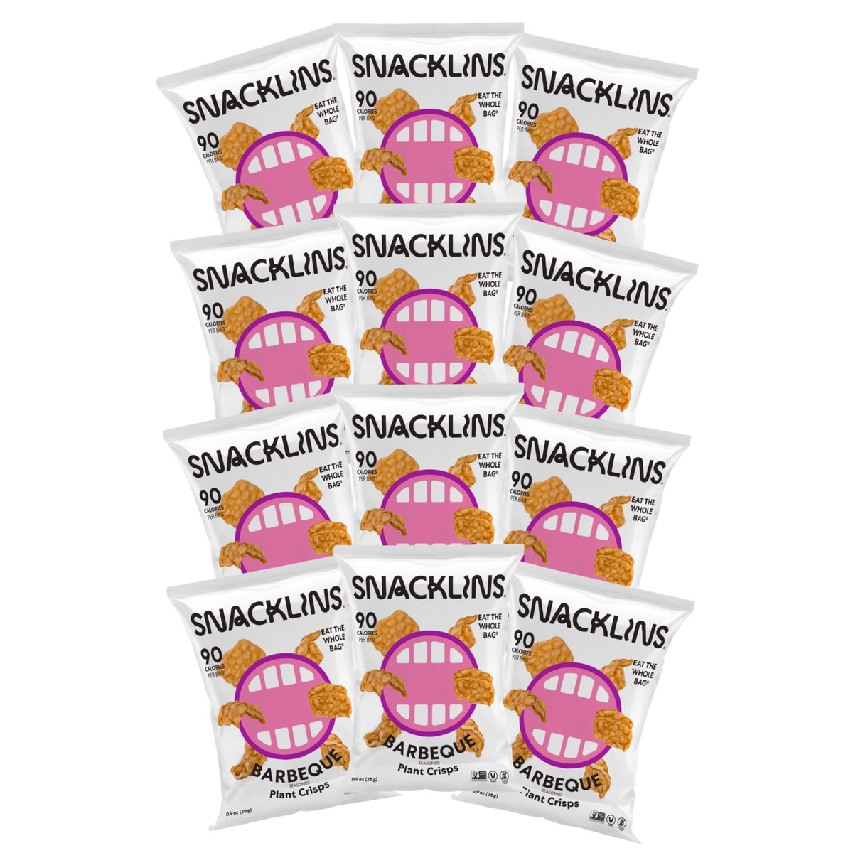 Snacklins Plant Based Crisps Barbeque - Only 90 Calories Per Bag, Gluten Free, Grain Free, 100% Kosher For Passover, Vegan Healt