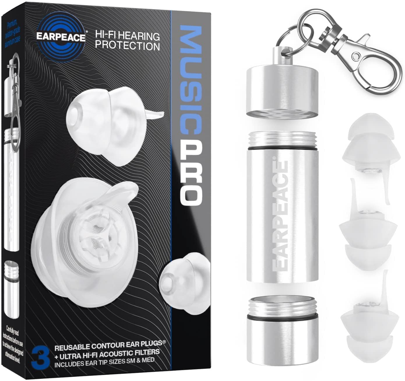 Earpeace Music Pro - Concert Ear Plugs - High Fidelity Ear Plugs For Concerts - Noise Canceling Musicians Ear Plugs - Reusable -