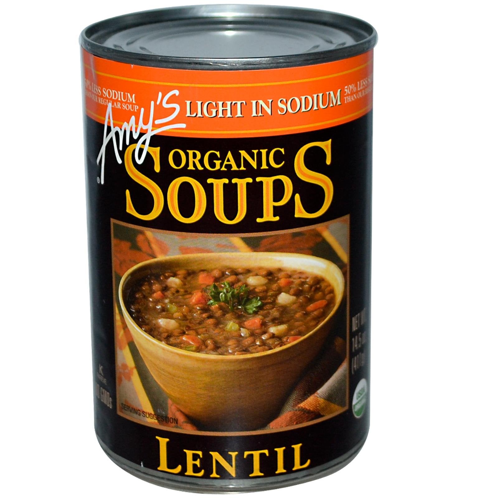 Amys Light in Sodium Organic Soups  Lentil  14.5 oz