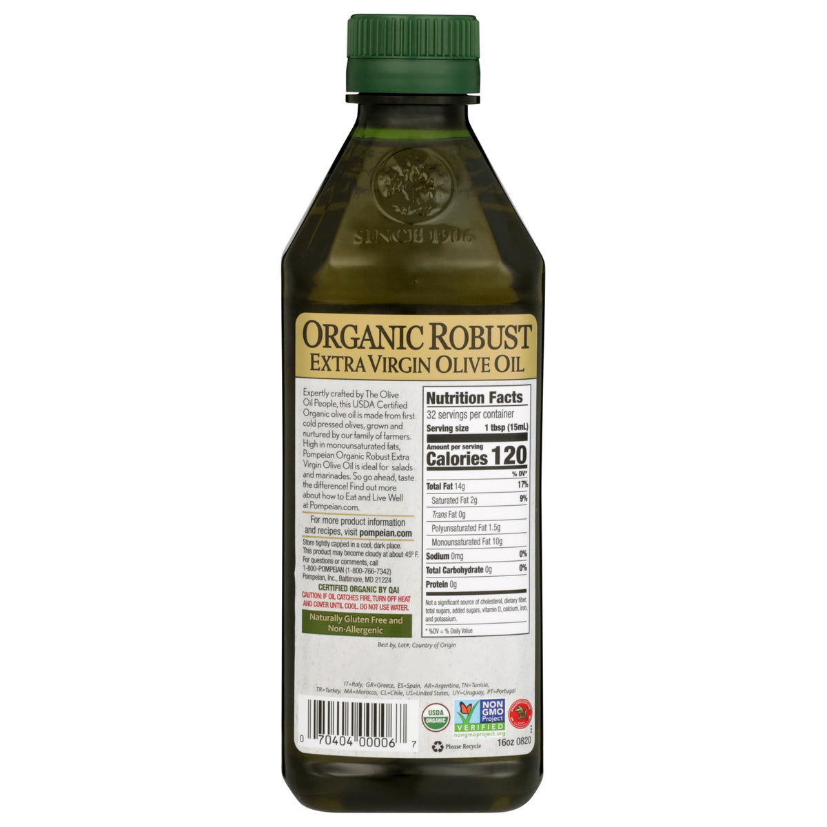 Pompeian USDA Organic Robust Extra Virgin Olive Oil, First Cold Pressed, Full-Bodied Flavor, Perfect for Salad Dressings & Marin