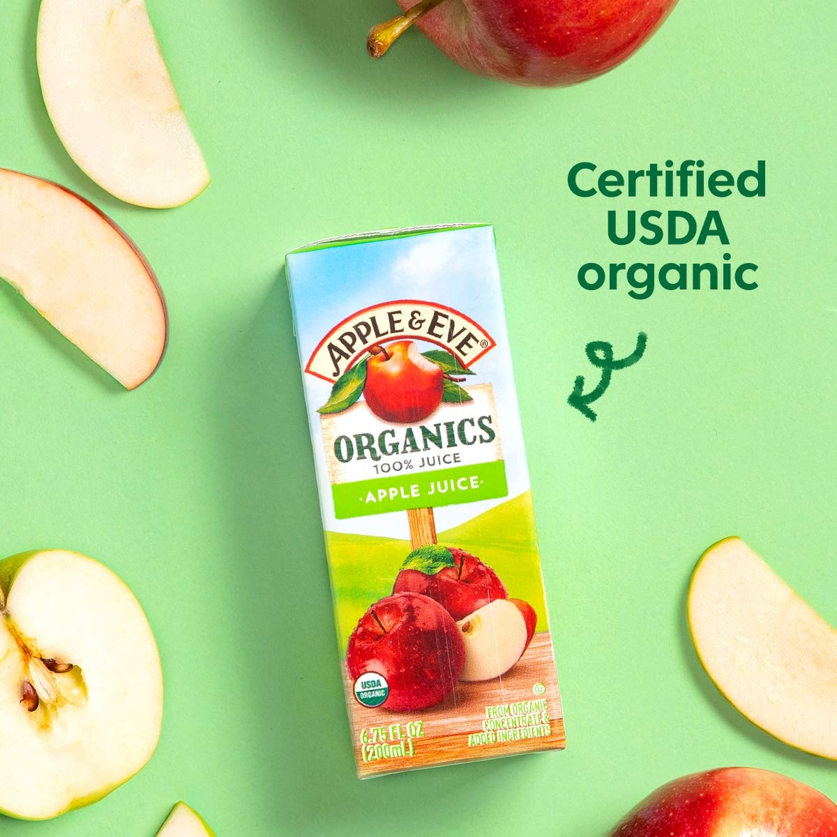 Apple & Eve Organics Apple Juice, 6.75 Fluid-oz, 40 Count