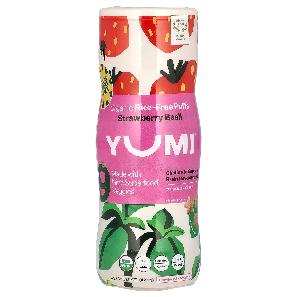 Yumi Strawberry Basil Rice Free Puffs 1.5 OZ