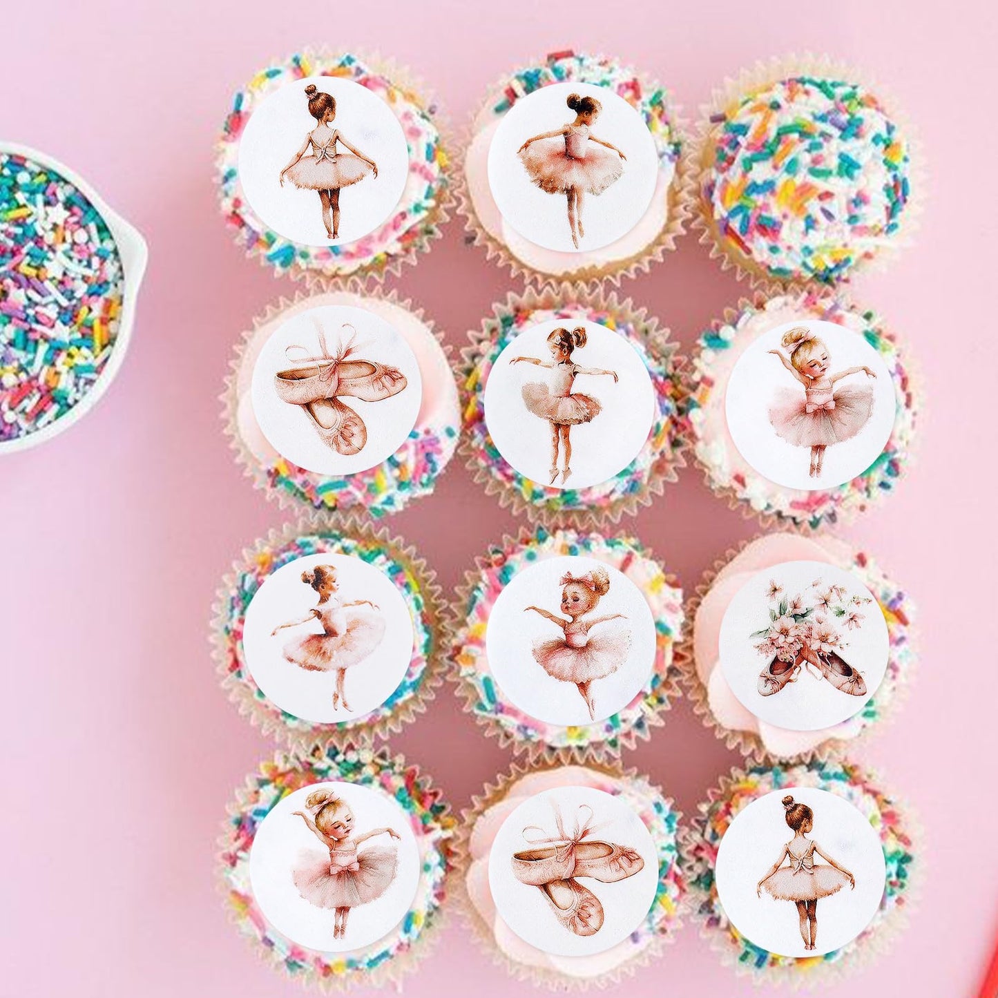 Keaziu 40PCS Edible Cupcake Toppers Ballerina Tutu Picks 2x0.05 Pink Purple Blue Green for Wedding Baby Shower Birthday Party