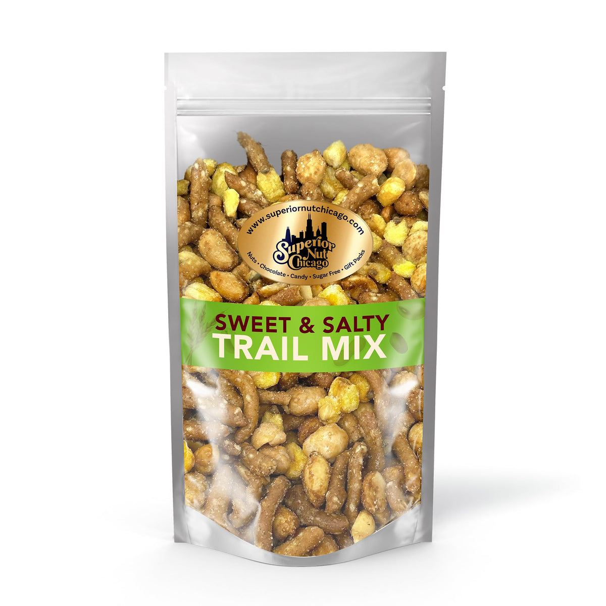 Superior Nut Chicago Sweet & Salty Trail Mix - Sweet Honey Roasted Snack - Butter Toffee & Honey Roasted Peanuts, Honey Sesame Sticks & Toasted Corn - 5G Protein - Resealable Bag (1Lb 12Oz)