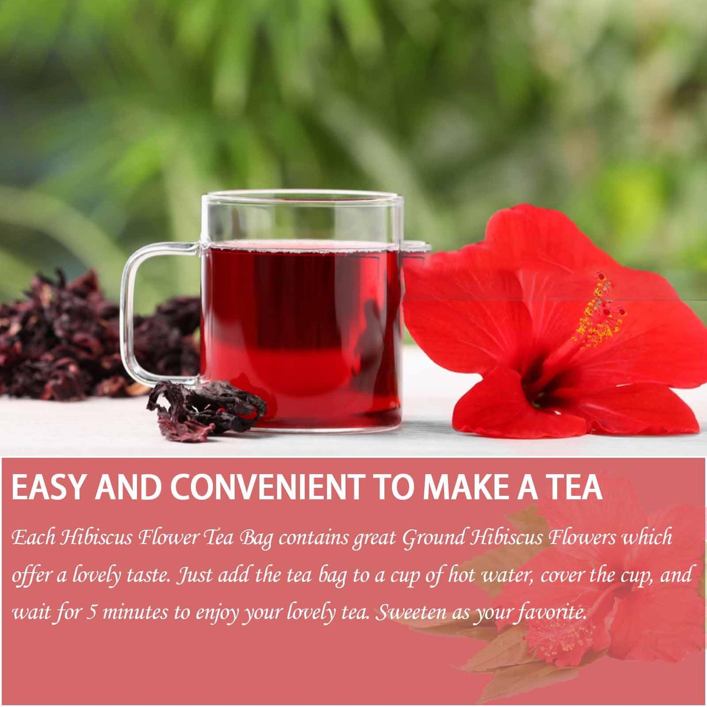 XICOFISS Premium Hibiscus Tea Bags, 100% Natural, Handmade, Vegan, No Additives, Caffeine, Sugar, Gluten