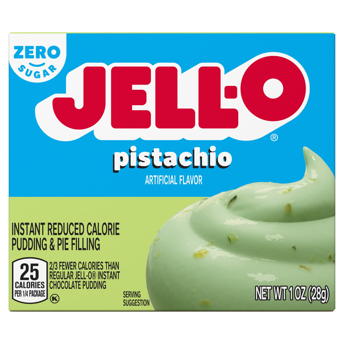 Jell-O Pistachio Zero Sugar Instant Reduced Calorie Pudding & Pie Filling Mix, 1 oz Box