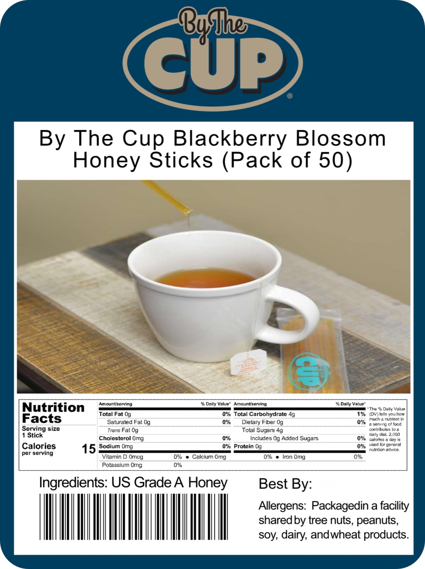By The Cup Blackberry Blossom Honey Sticks (Pack Of 50)